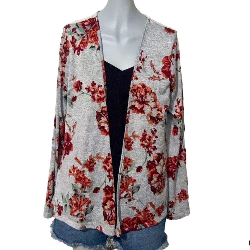 Vanity floral open cardigan with lace inset.  New without tags, size medium.